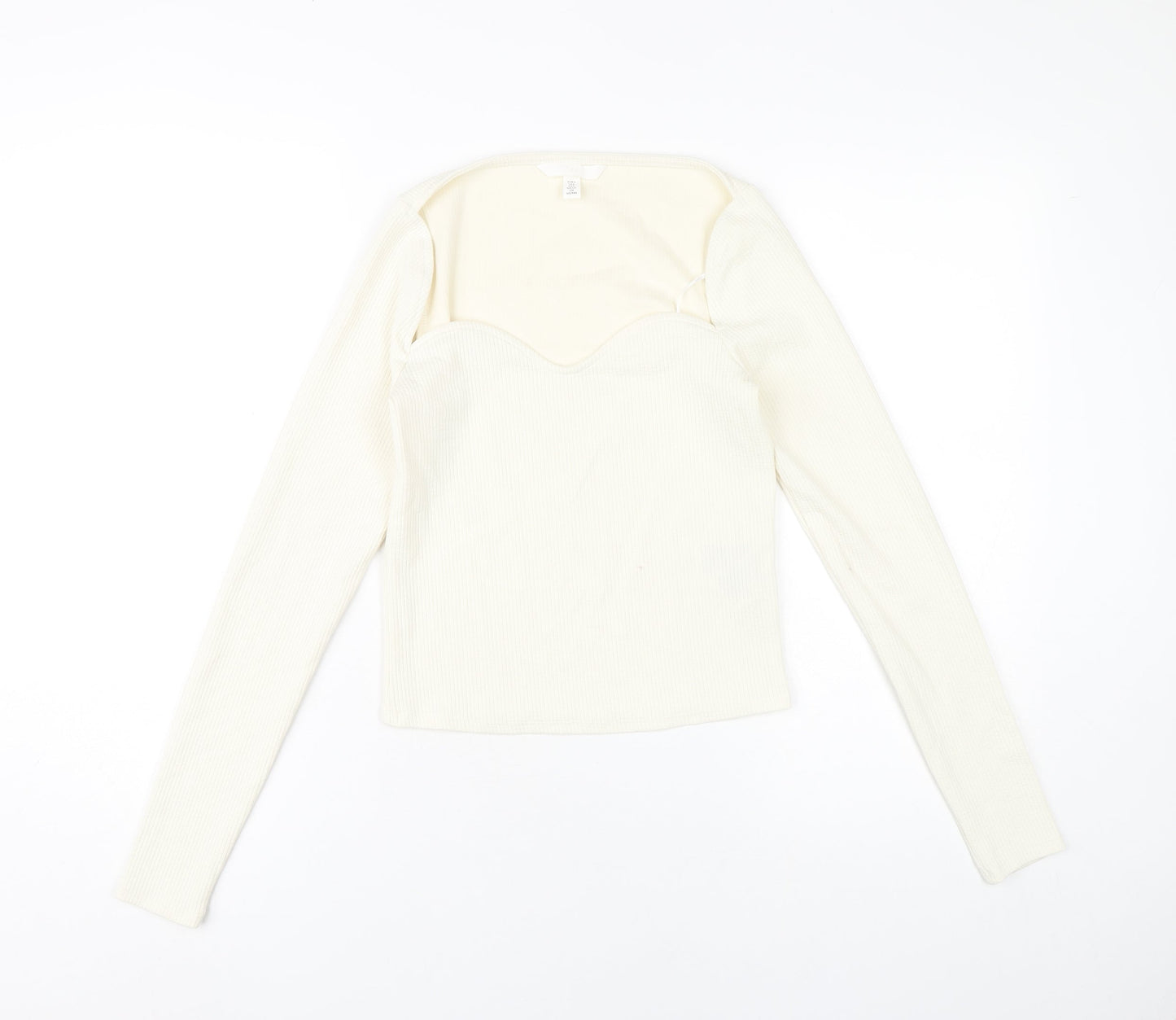 Womens UK Size 12 H&M Ivory Cropped Blouse