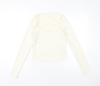 Womens UK Size 12 H&M Ivory Cropped Blouse