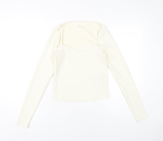 Womens UK Size 12 H&M Ivory Cropped Blouse