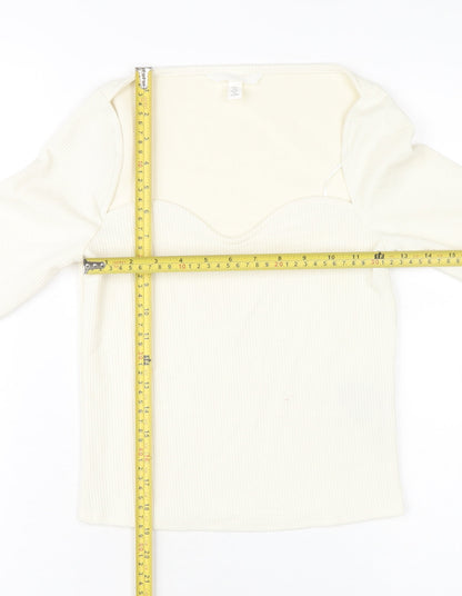 Womens UK Size 12 H&M Ivory Cropped Blouse
