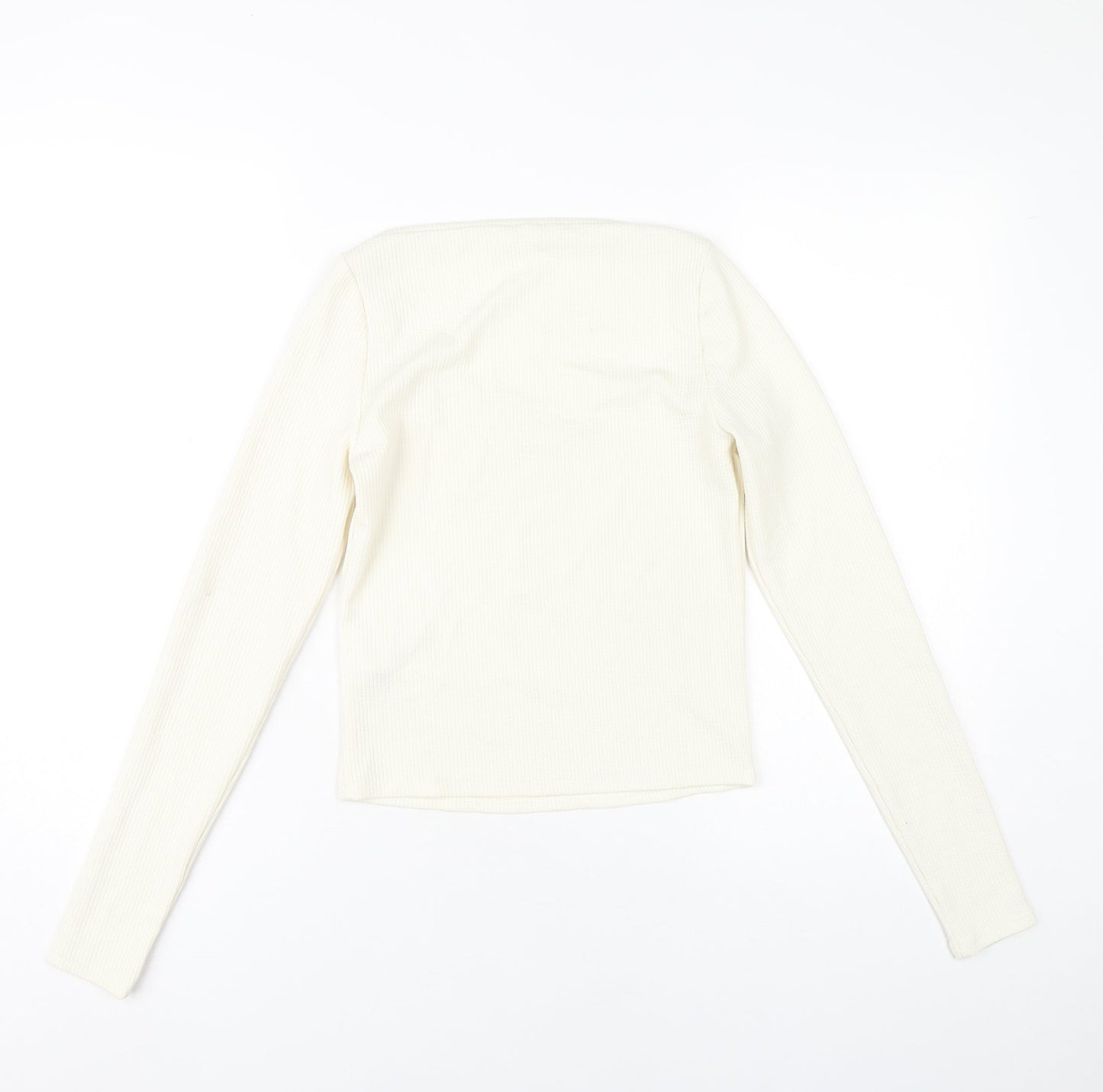 Womens UK Size 12 H&M Ivory Cropped Blouse