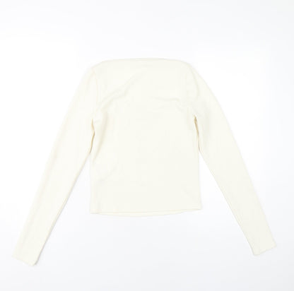 Womens UK Size 12 H&M Ivory Cropped Blouse