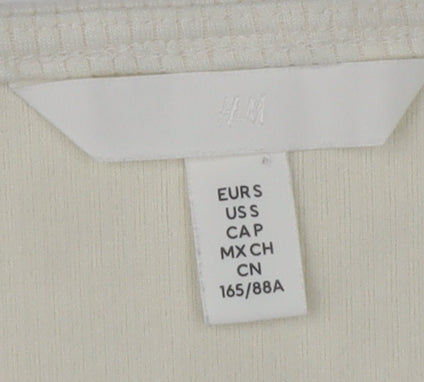 Womens UK Size 12 H&M Ivory Cropped Blouse
