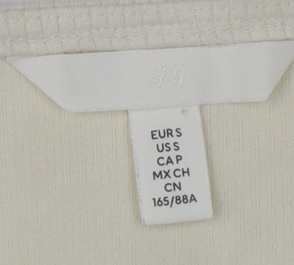 Womens UK Size 12 H&M Ivory Cropped Blouse