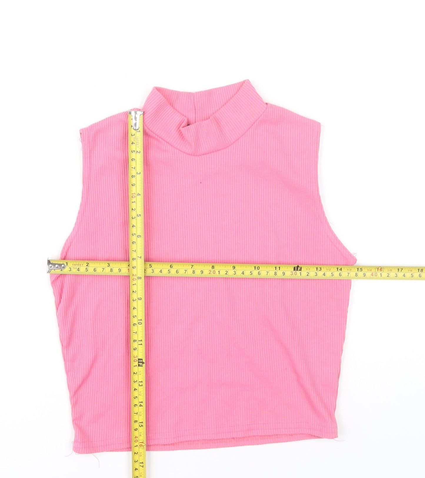 PrettyLittleThing Women’s Pink Mock Neck Sleeveless Tank Top UK 10