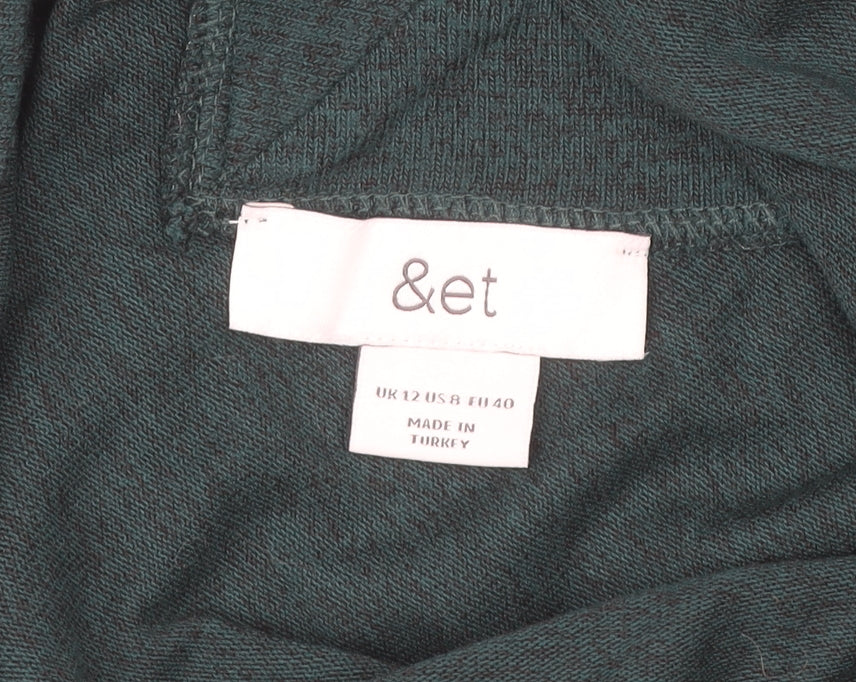 &et Womens Green Long Sleeve V-Neck Strap Detail Blouse Size 12