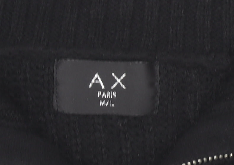 AX Paris Womens Black White Striped Collared Half Zip Chunky Knit Jumper M