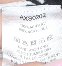 AX Paris Womens Black White Striped Collared Half Zip Chunky Knit Jumper M