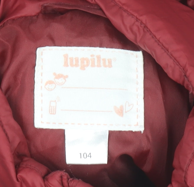 Lupilu Girls Red Puffer Jacket 4 Years Quilted Winter Coat