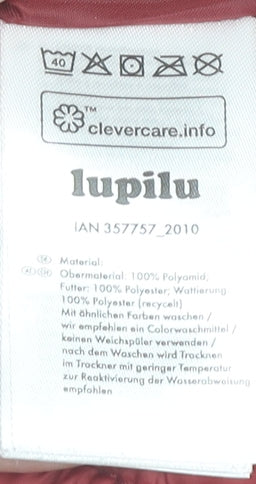 Lupilu Girls Red Puffer Jacket 4 Years Quilted Winter Coat