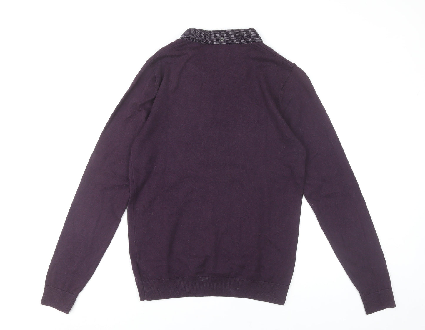 Next Men’s Purple Cotton Collared Henley Jumper Size S