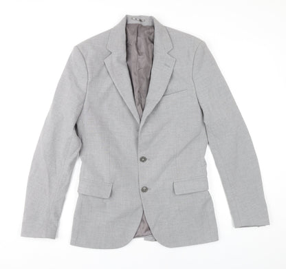 boohooMAN Men’s Grey Slim Fit Two-Button Blazer Jacket Size 38