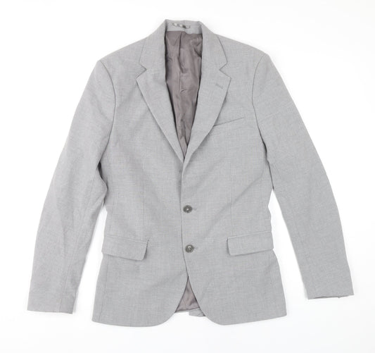 boohooMAN Men’s Grey Slim Fit Two-Button Blazer Jacket Size 38