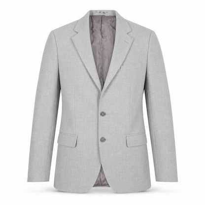 Front view of boohooMAN Men’s Grey Slim Fit Two-Button Blazer Jacket, size 38