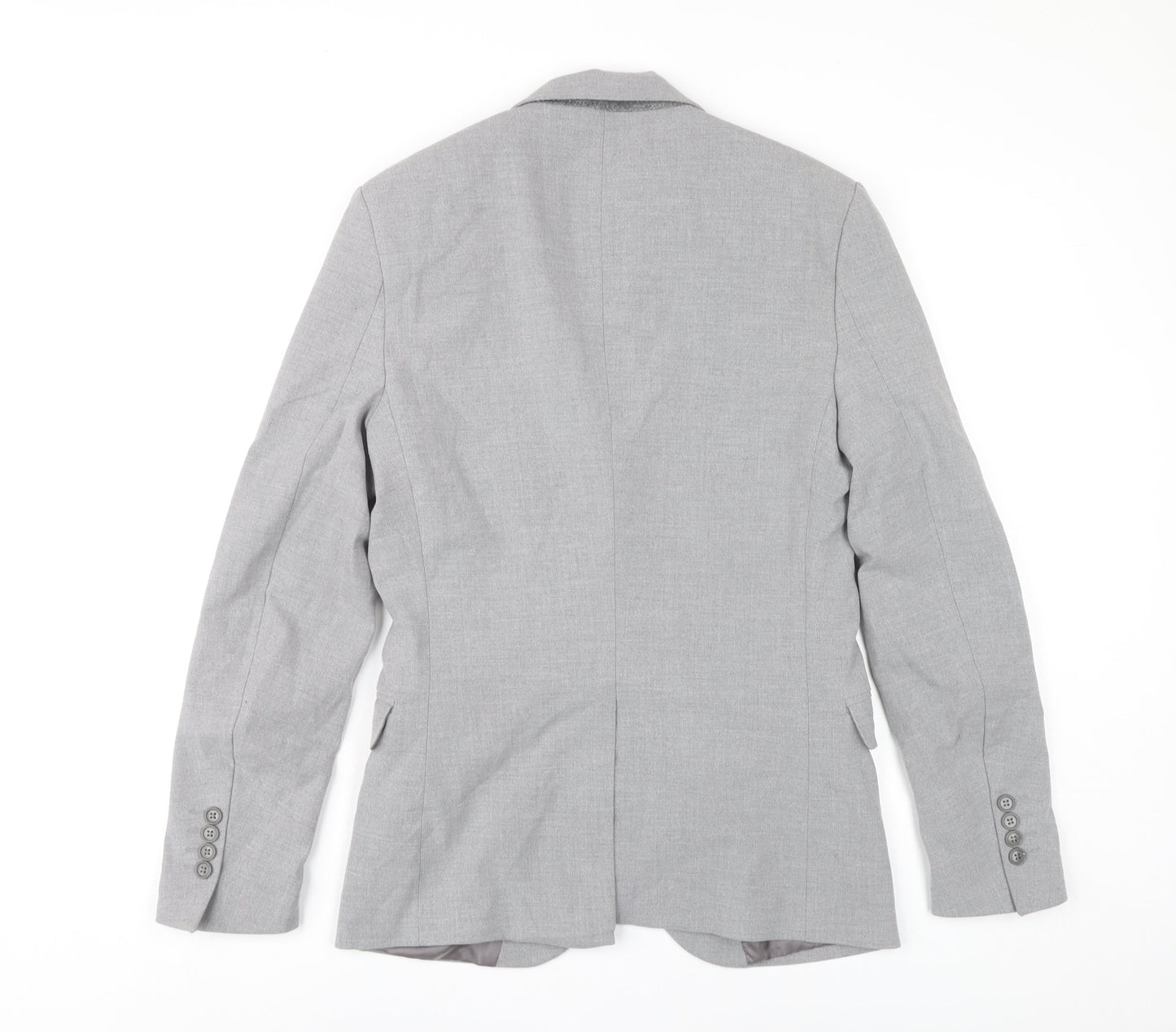 boohooMAN Men’s Grey Slim Fit Two-Button Blazer Jacket Size 38
