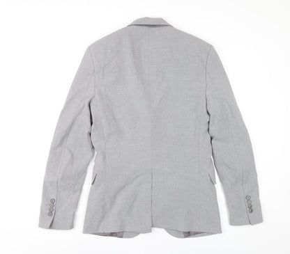 boohooMAN Men’s Grey Slim Fit Two-Button Blazer Jacket Size 38