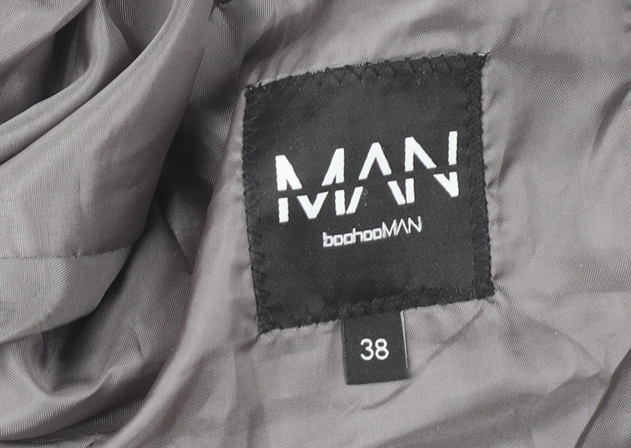 boohooMAN Men’s Grey Slim Fit Two-Button Blazer Jacket Size 38