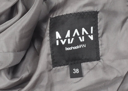 boohooMAN Men’s Grey Slim Fit Two-Button Blazer Jacket Size 38