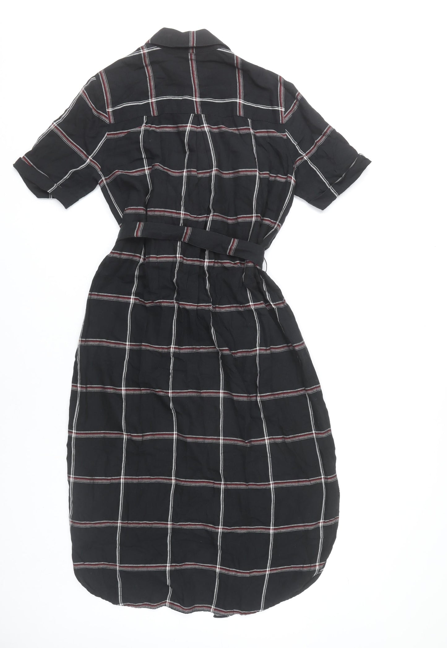 Whistles Womens Black Check Shirt Dress Size 8 Cotton Work Casual