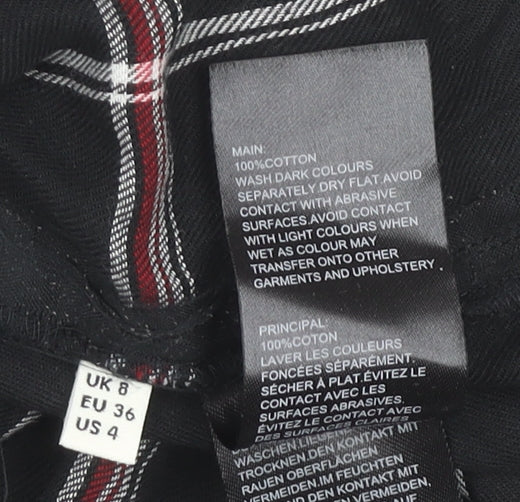 Whistles Womens Black Check Shirt Dress Size 8 Cotton Work Casual