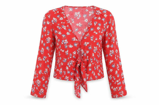 Womens UK Size M Pimkie Red Wrap Blouse