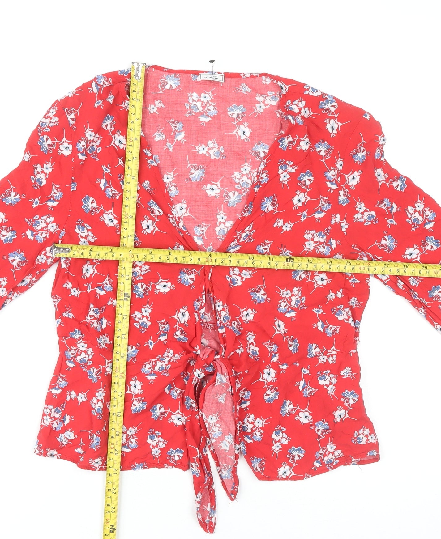 Womens UK Size M Pimkie Red Wrap Blouse