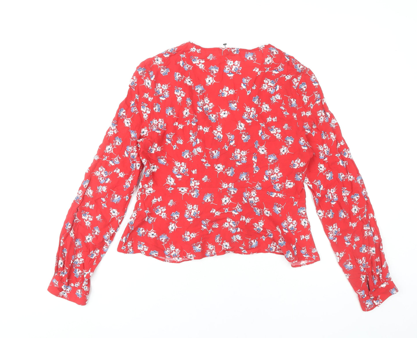Womens UK Size M Pimkie Red Wrap Blouse