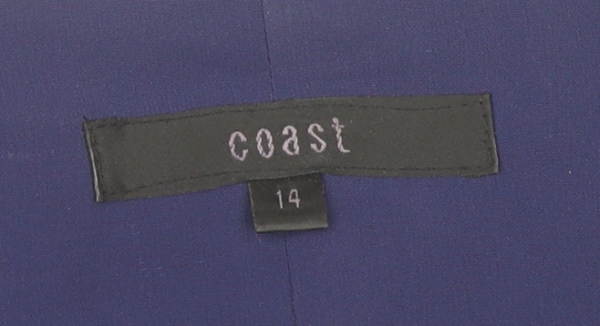 Coast Women Blue Animal Print Sheath Dress Size 14 Sleeveless V-Neck