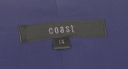 Coast Women Blue Animal Print Sheath Dress Size 14 Sleeveless V-Neck