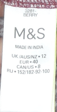 Womens UK Size 12 Marks and Spencer Red Tunic Blouse