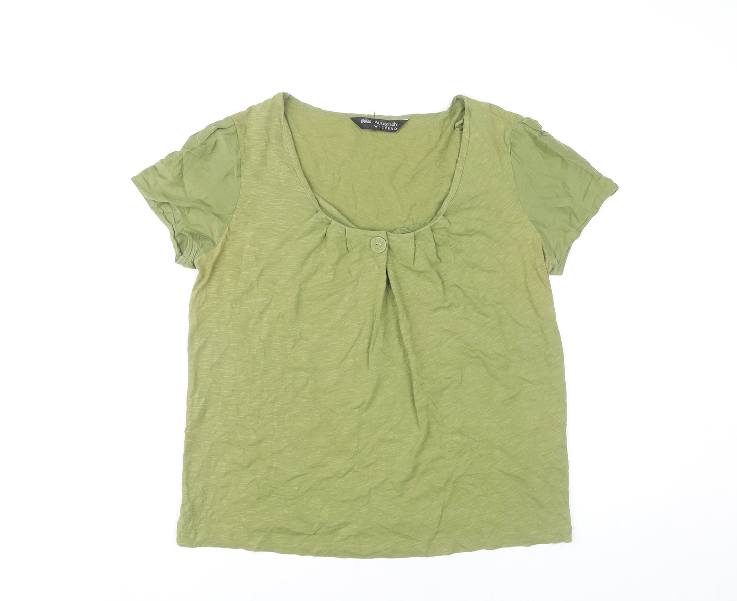 Womens UK Size 10 Marks and Spencer Green Basic T-Shirt