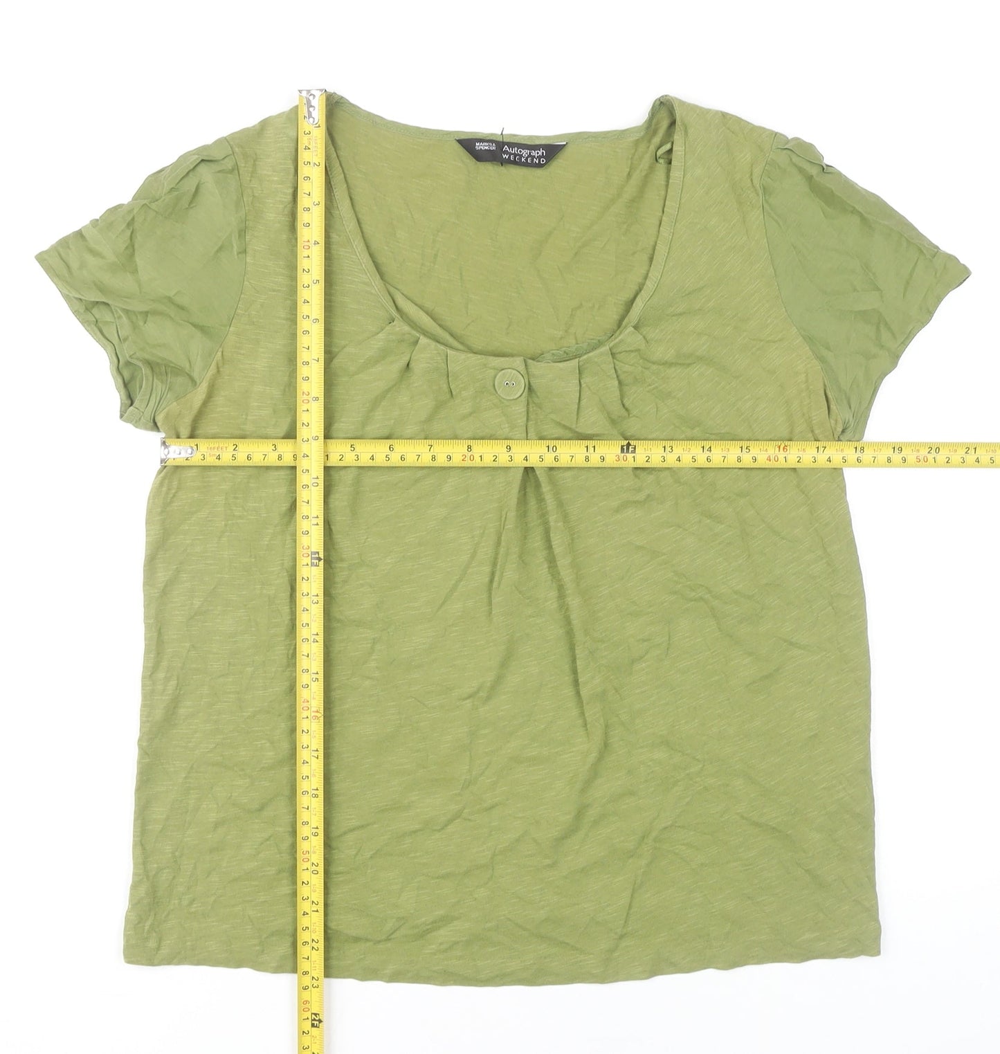 Womens UK Size 10 Marks and Spencer Green Basic T-Shirt