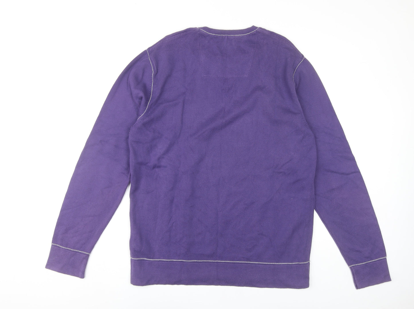Marks and Spencer Men’s Purple Cotton Henley Jumper Size L