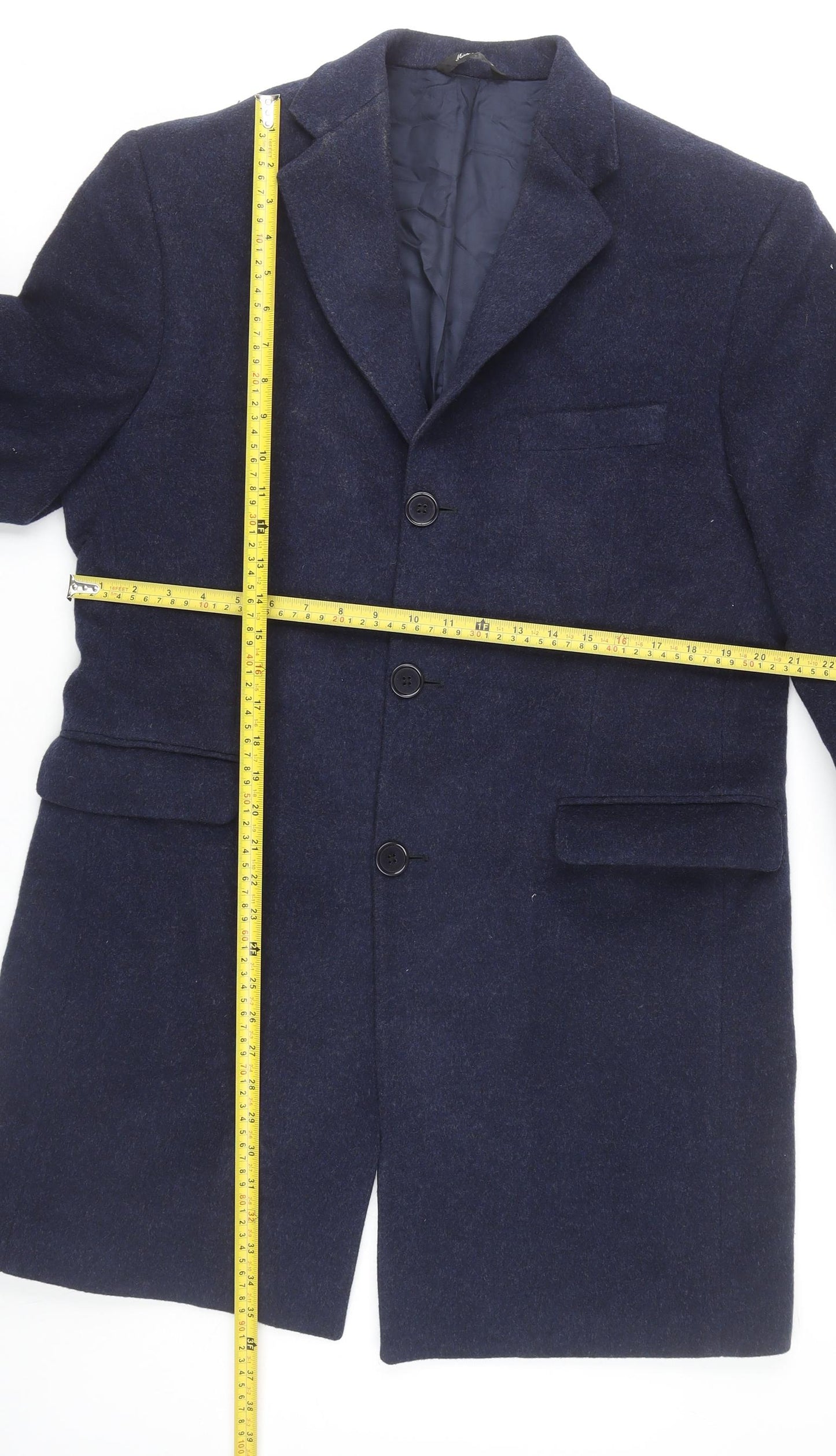 Yves Saint Laurent Men’s Navy Blue Wool Mohair Overcoat Size 42