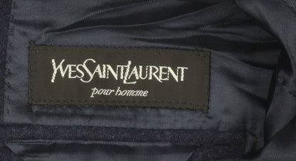 Yves Saint Laurent Men’s Navy Blue Wool Mohair Overcoat Size 42