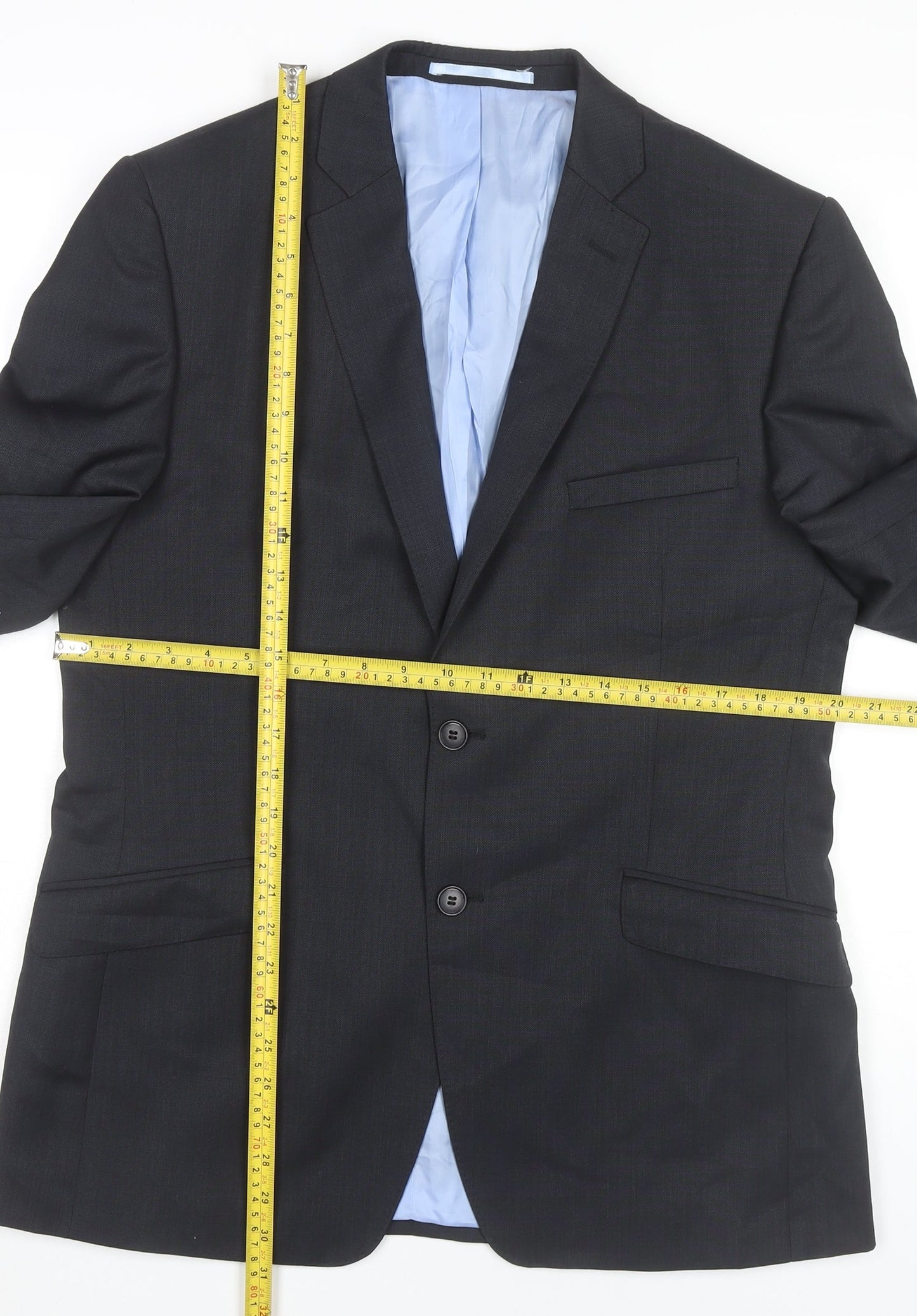 Daniel Hechter Men’s Grey Wool Blend Suit Jacket 40R Regular Fit