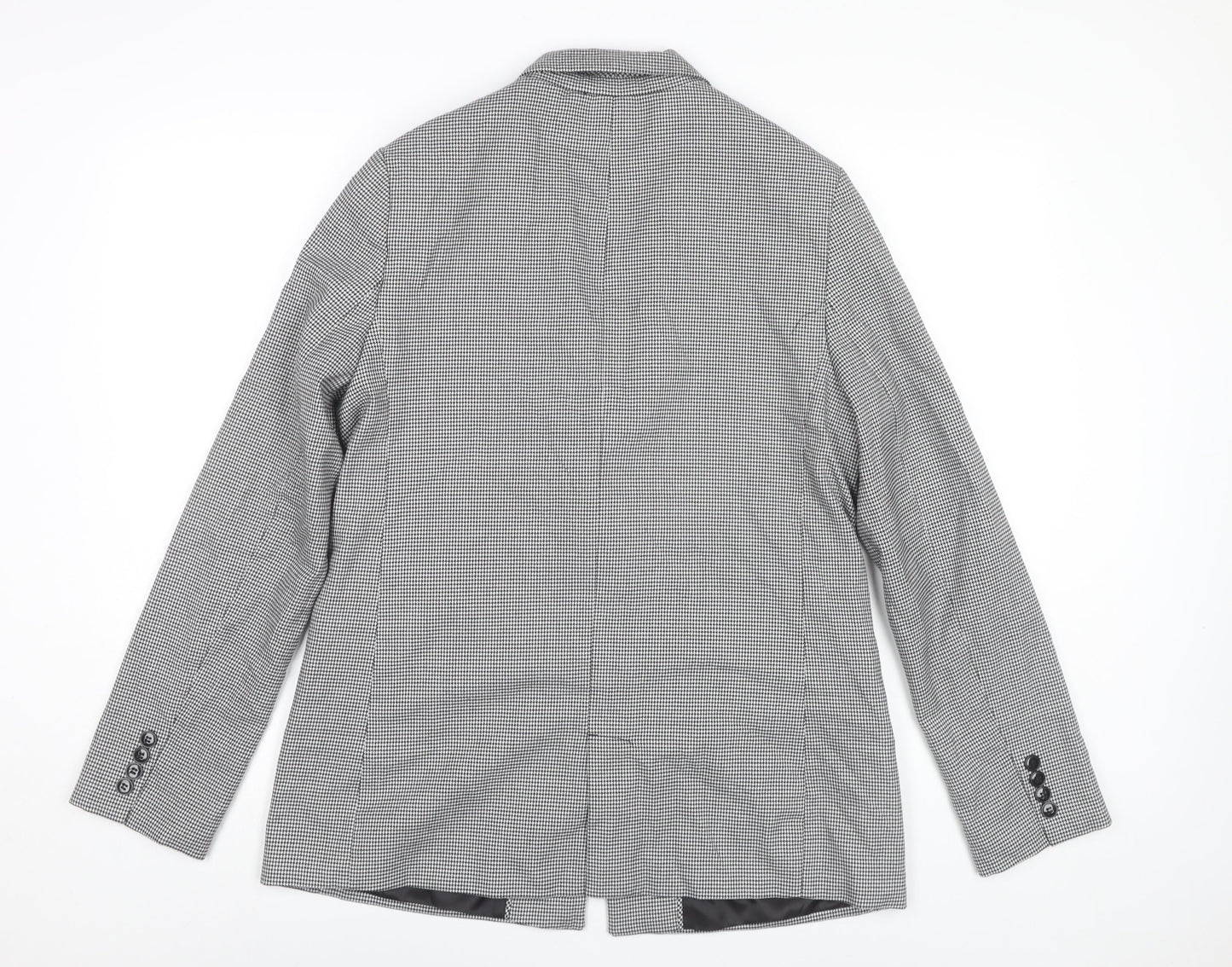 Bershka Women Black Houndstooth Blazer L Regular Fit Tailored Jacket