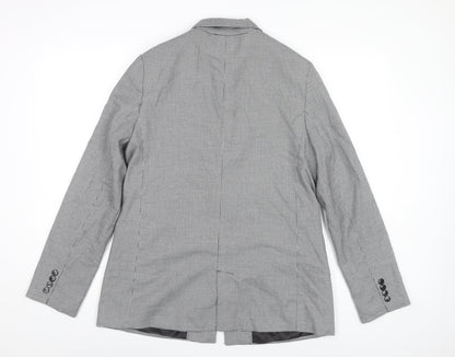 Bershka Women Black Houndstooth Blazer L Regular Fit Tailored Jacket