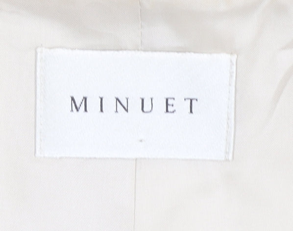 Minuet Women Beige Blazer Jacket UK 12 Silk Linen 3/4 Sleeve