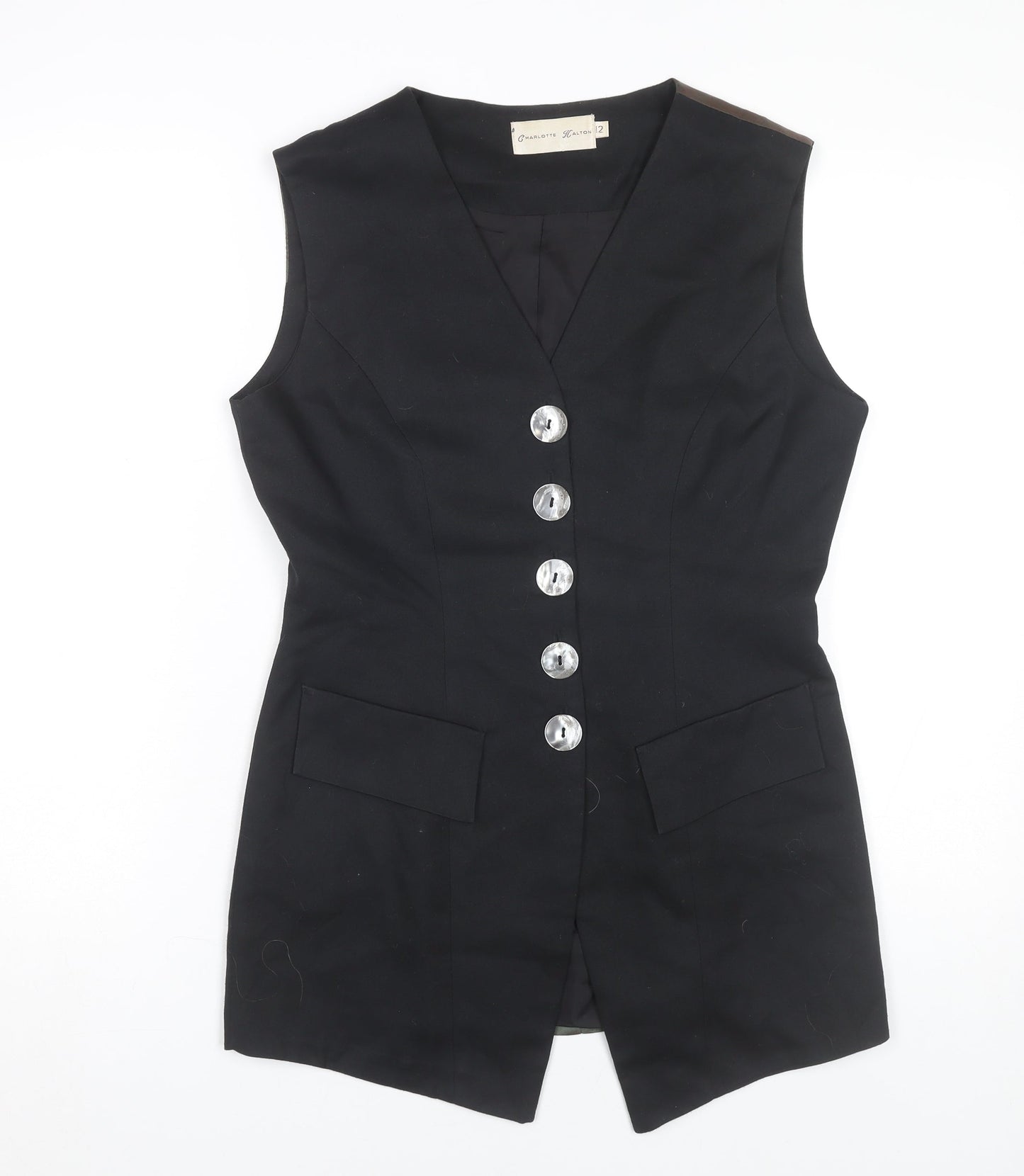 Womens UK Size 12 Charlotte Halton Black Tunic Blouse