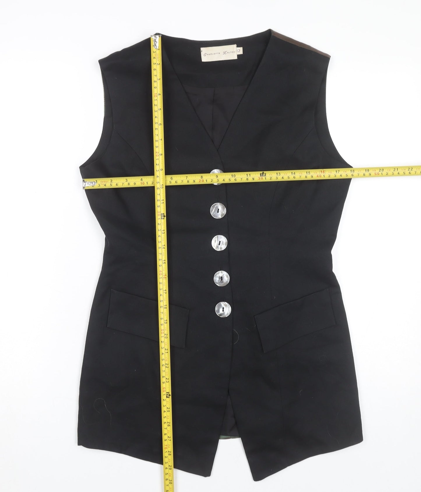 Womens UK Size 12 Charlotte Halton Black Tunic Blouse