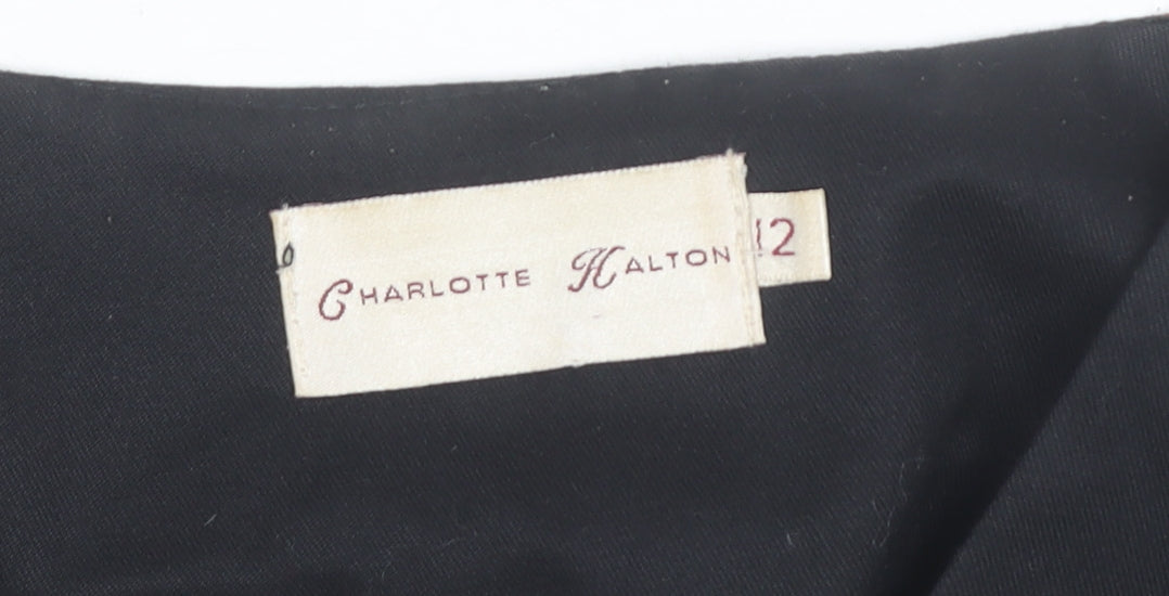 Womens UK Size 12 Charlotte Halton Black Tunic Blouse