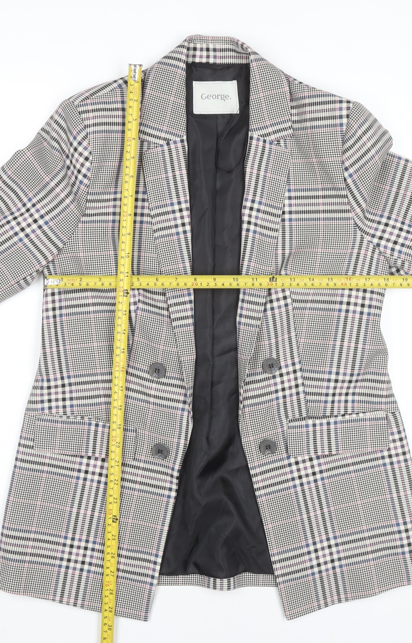 George Womens Grey Check Blazer Size 10 Workwear Jacket