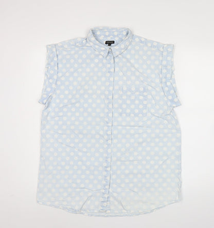 Womens UK Size 12 River Island Blue Basic Button-Up