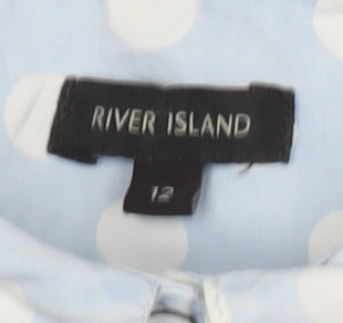Womens UK Size 12 River Island Blue Basic Button-Up