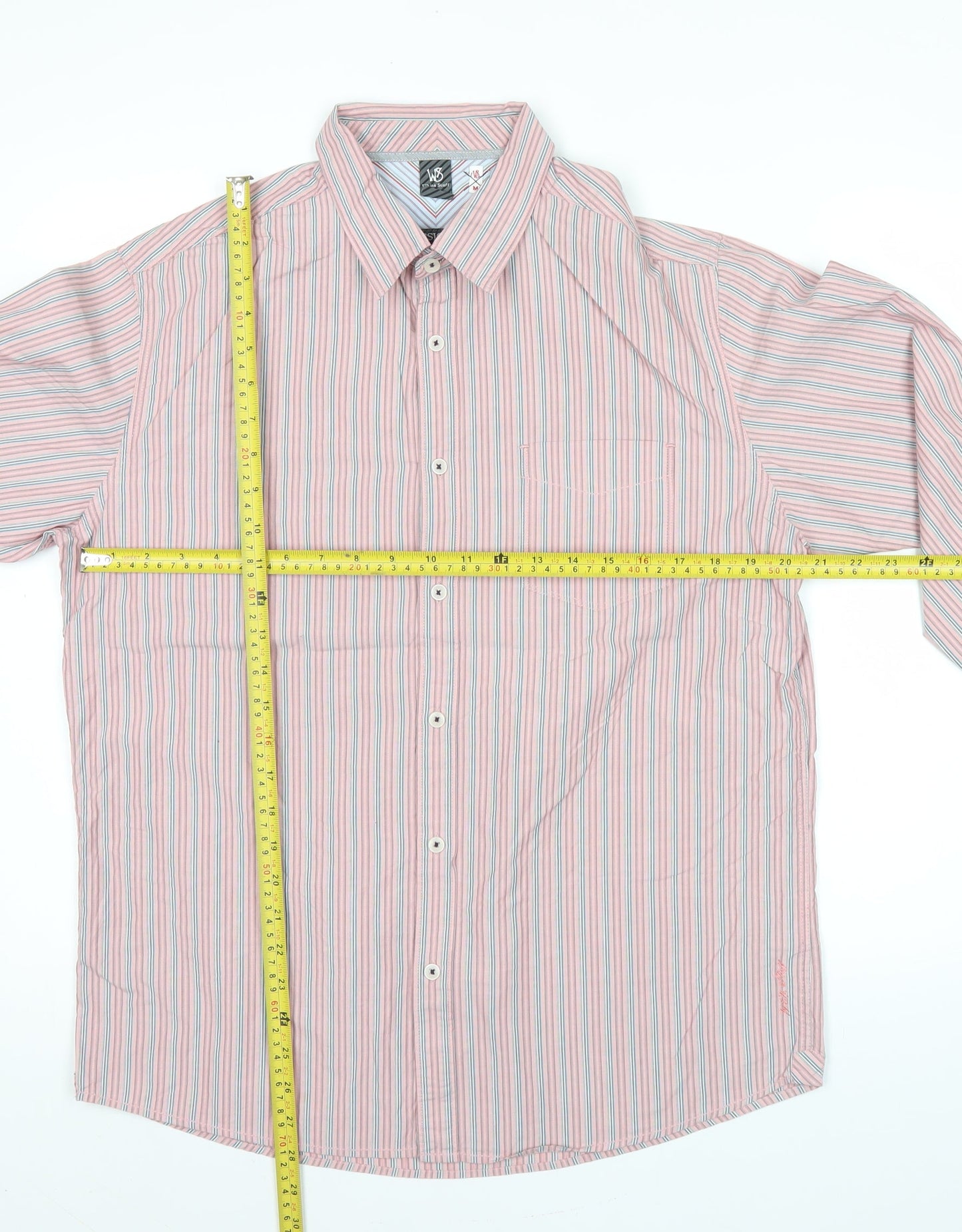 White Stuff Men’s Pink Striped Cotton Long Sleeve Button-Up Shirt M