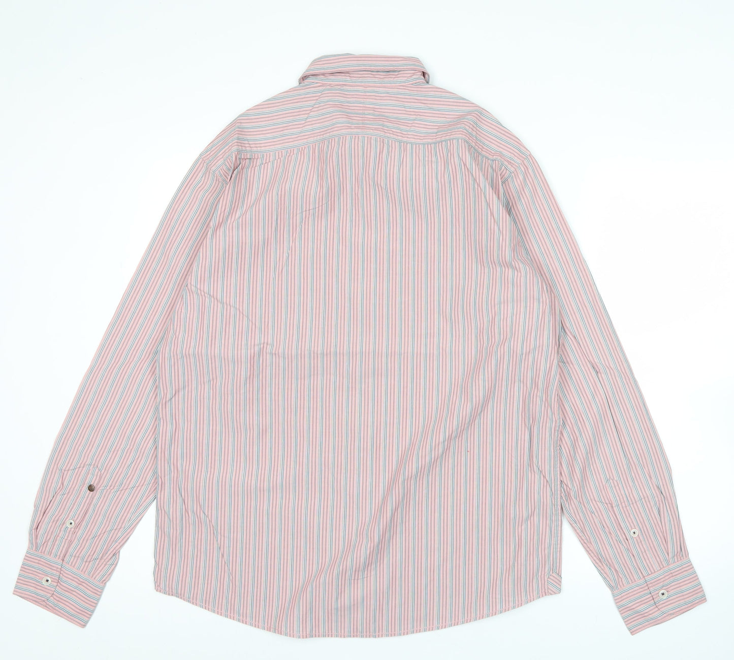 White Stuff Men’s Pink Striped Cotton Long Sleeve Button-Up Shirt M