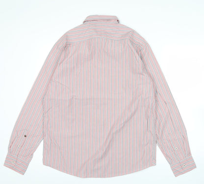 White Stuff Men’s Pink Striped Cotton Long Sleeve Button-Up Shirt M