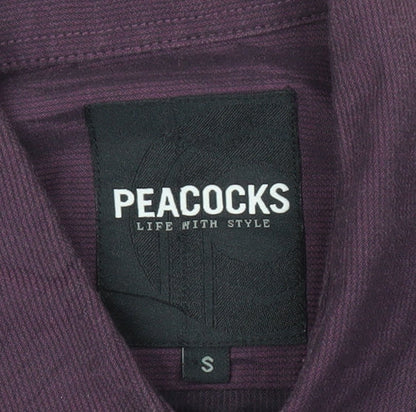 Peacocks Mens Purple Long Sleeve Button-Up Shirt Size S