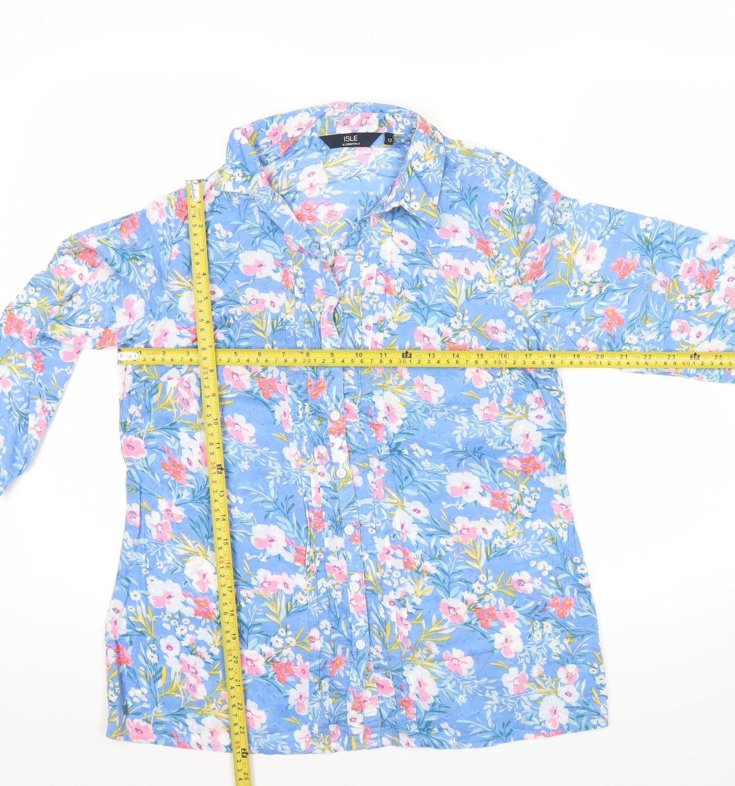 Womens UK Size 12 Isle Essentials Blue Tunic Button-Up